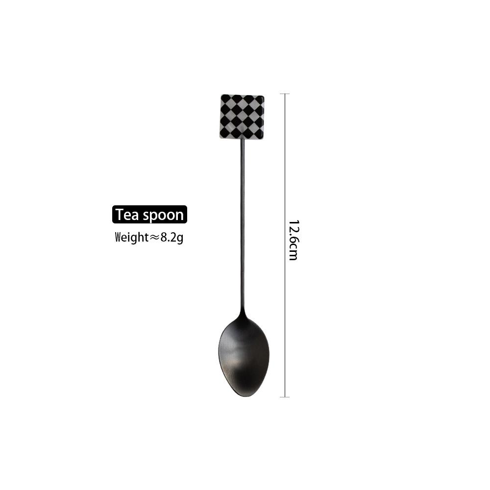 1pc Stainless Steel Stirring Spoon Fork Coffee Cake Dessert Tea Ice Cream Creative Teaspoon Spoon Kitchen Tableware
