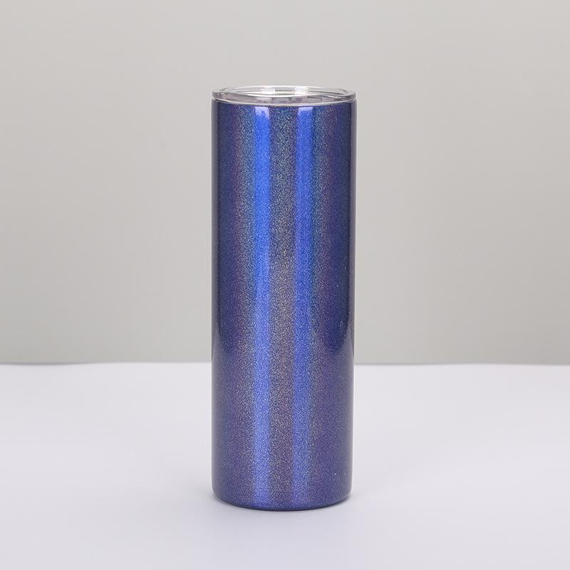 

20Oz Slimming Straight Cup, Stainless Steel Double-Layer Vacuum Rainbow Paint Thermos Cup, Portable Car Cup 20oz темно-синього кольору