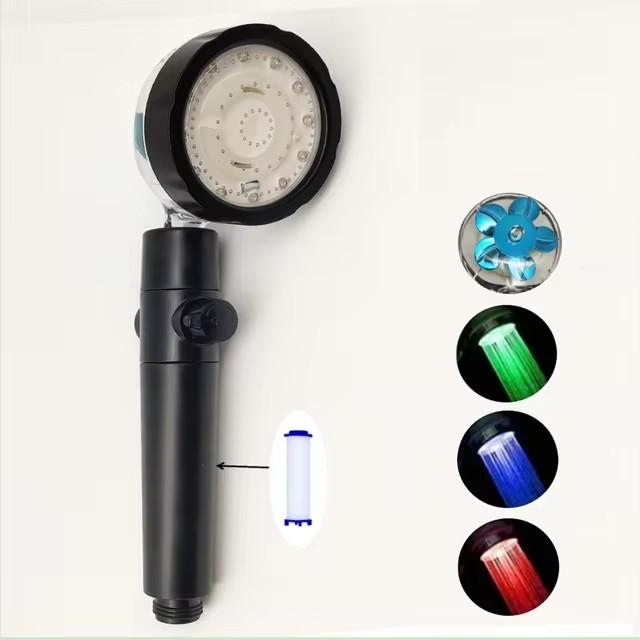 Soffione Doccia LED Anionico Pioggia SPA Controllo Temperatura Soffione Doccia Pressurizzato Risparmio Idrico 3/7 Colori Portatile Bagno Doccia