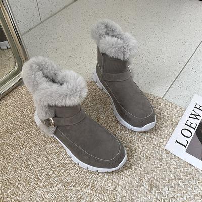 Winter Women's Snow Boots Fleece Thickened Short Boots Warm Side Zipper Cotton Shoes