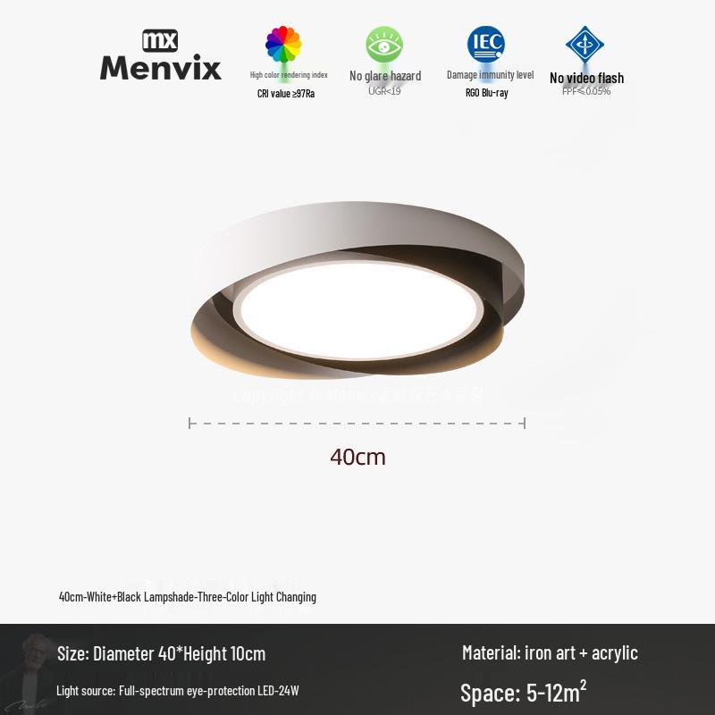 

Minimalist Italian Ceiling Light for Bedroom or Study - Modern Round Nordic Designer Fixture