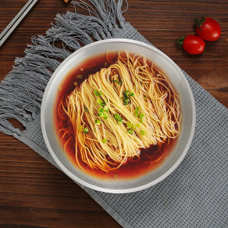 Retro Stainless Steel Salad Bowl Korean Style Double Layer Thicken V-Shaped Ramen Noodle Bowls Soup Rice Bowls Kitchen Tableware