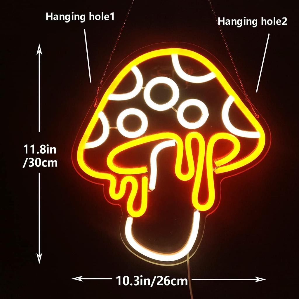 Inspired Mushroom Neon LED Dimmable Creative Nightlight Can be used for Game Room Bedroom Living Room Background Wall Decorative