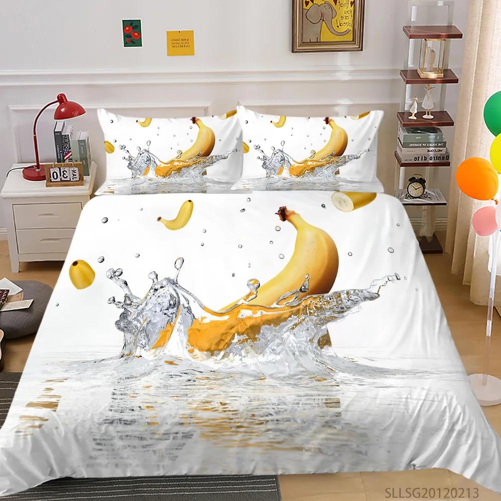 Yellow Banana Sweet Tropical Fruit Duvet Cover For Children Adult Vegetarian Polyester Quilt Cover Bedroom Decoration Queen Size