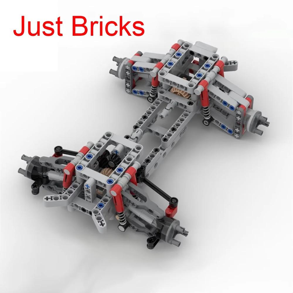 4WD Four-wheel Drive Independent Suspension Differential Chassis Steering Axle MOC Building Blocks Tech Car Parts Toys Kids Gift