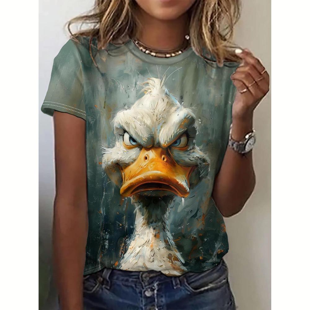 Summer Women Dog Print Casual Short Sleeve 3d Fashion Streetwear Crew Neck Pullover