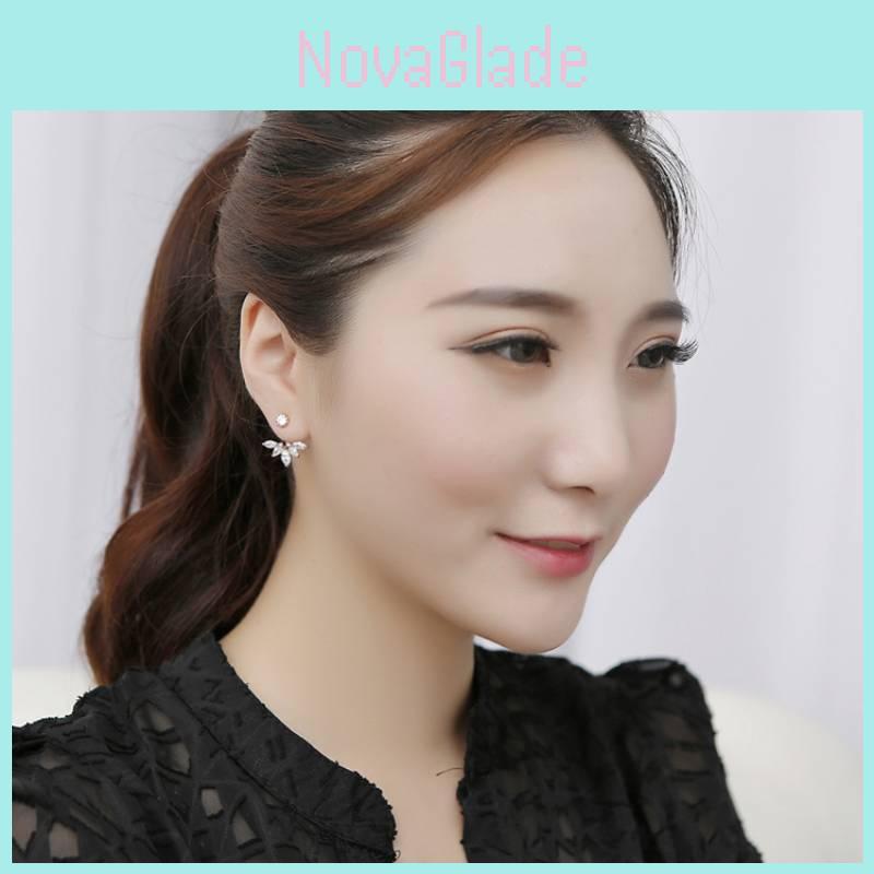 Elegant Korean Style Daisy Flower Stud Earrings With Zircon Stone For Women