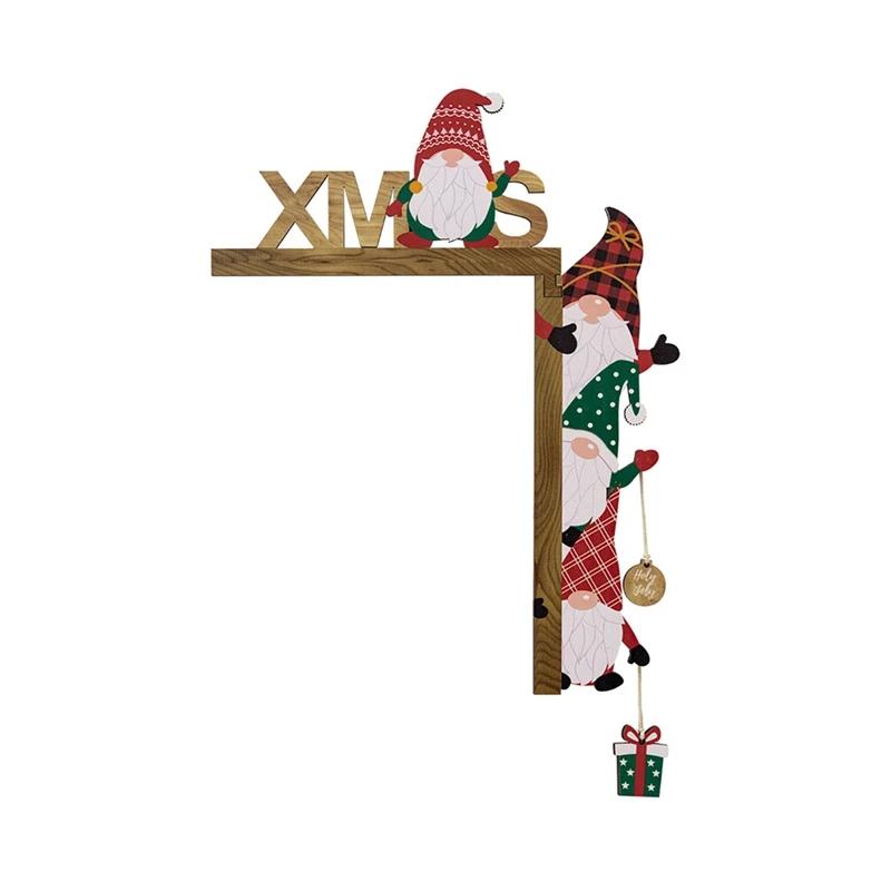 Christmas Wooden Corner Door Frame Decoration Cartoon Santa Claus Wooden Decor Christmas Wooden Decor For Home
