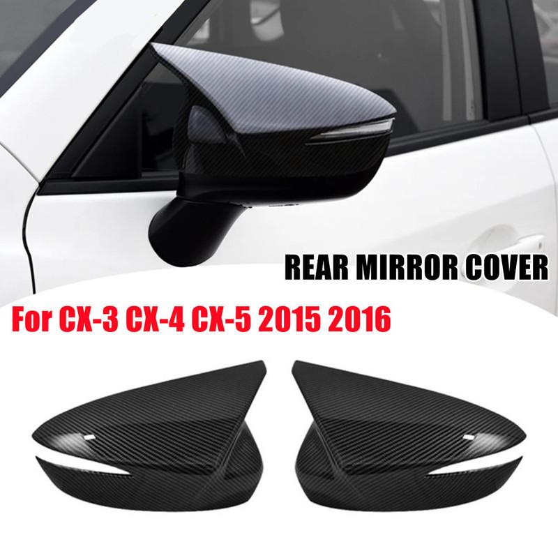 For Mazda CX-5 CX-3 CX-4 2015 2016 ABS Car Rearview Side Mirror Cover Wing Cap Exterior Door Housing Trim Adhesive Sticker