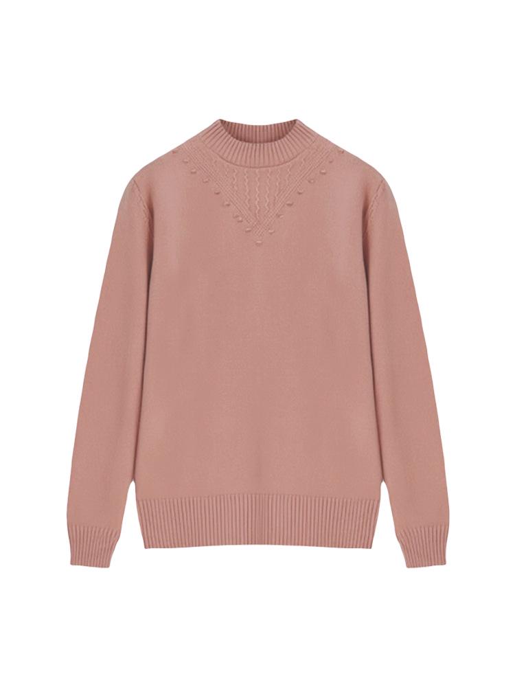 Women's Knitted Velvet Sweater: Loose-Fit, Round Neck, Long-Sleeve, One Size, for Middle-Aged & Elderly
