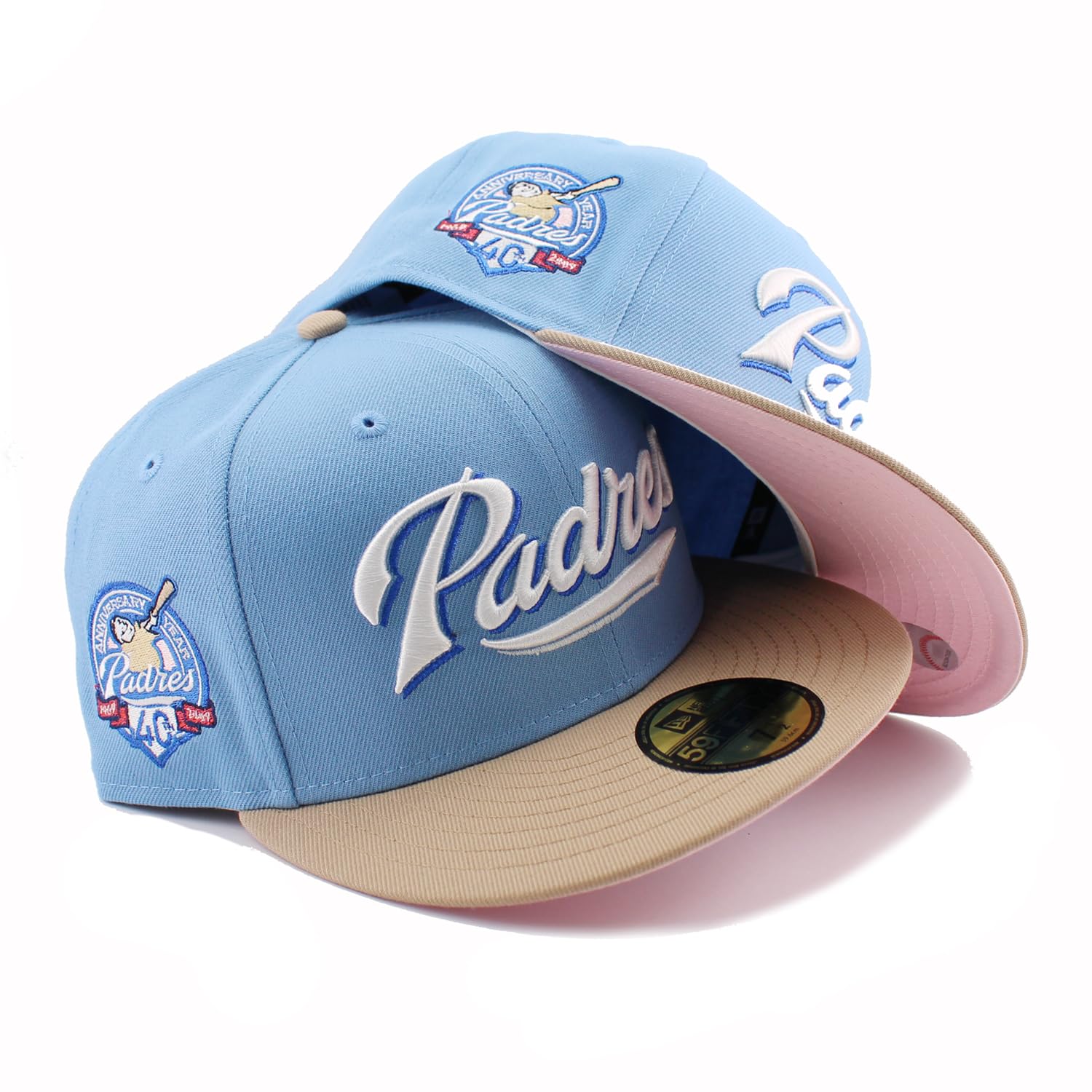 

[New Era] Cap 59FIFTY San Diego Padres MLB 40TH ANNIVERSARY PINK BOTTOM FITTED CAP SKY SAN DIEGO PADRES (7-58 (approx. 60.6 cm) [Used]