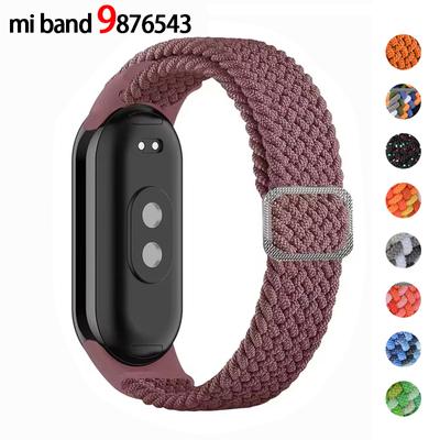 Pleciona pętla solo do bransoletki Mi band 9 8 Elastyczna regulowana nylonowa opaska Miband 7 8 correa Pasek na nadgarstek Xiaomi Mi band 4 3 5 6 7 8