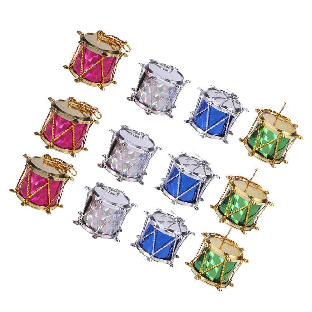 

48Pcs Christmas Tree Decoration Mini Drum Glitter Hanging Ornaments Colorful Pendant Party Wedding Holiday Festive Decor 5X5X4.3CM