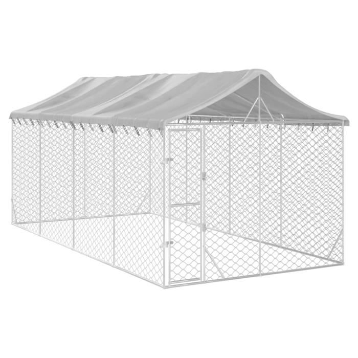 VidaXL Chenil d'extérieur pour chiens avec toit argenté 3x6x2,5 m 3190488