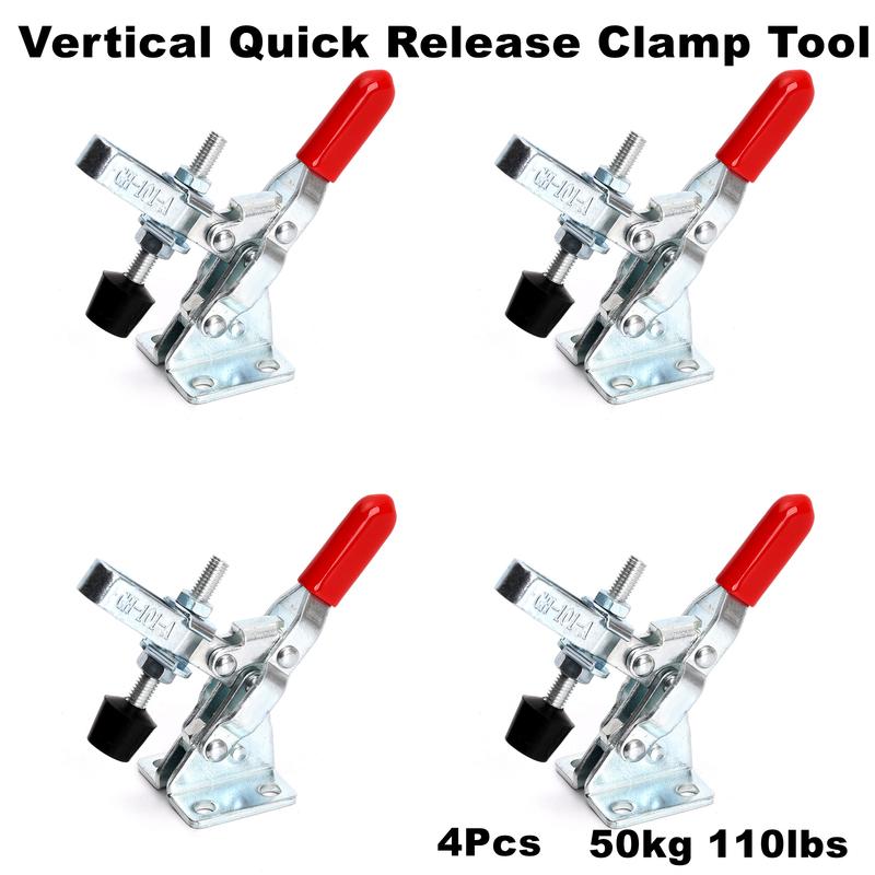 4Pcs/Lot Vertical Quick Release Clamp Tool 50kg 110lbs Fixed Toggle Clamp for Woodworking, Welding, Repair Bench(GH-101A)
