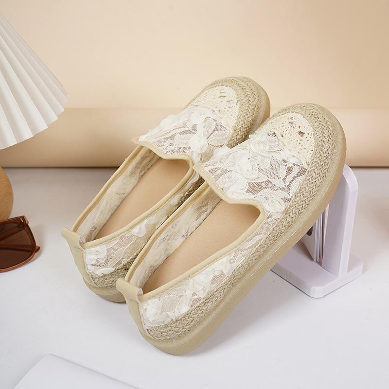 Pink Soft-soled Fisherman Shoes Women's 2025 Spring and Summer Lace Flower Casual Single Shoes with Skirt Shoes