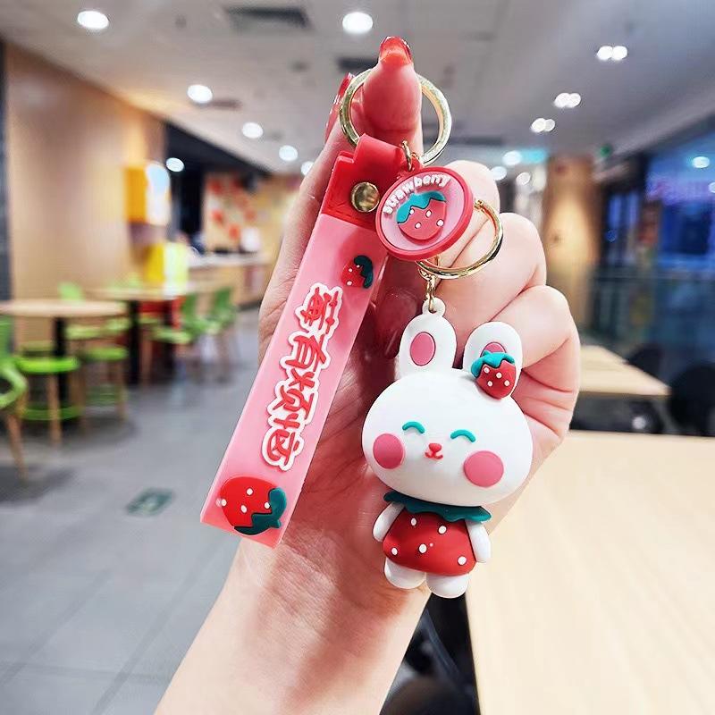 Creative Strawberry Bear Keychain Bag Pendant Keychain Cute Style Small Pendant Small Gift