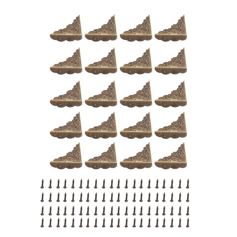 

40pcs Bronze Box Corner Protectors Iron Right Angle Edge Guard Protector With Mounting Nails Corner Protector Wooden Box
