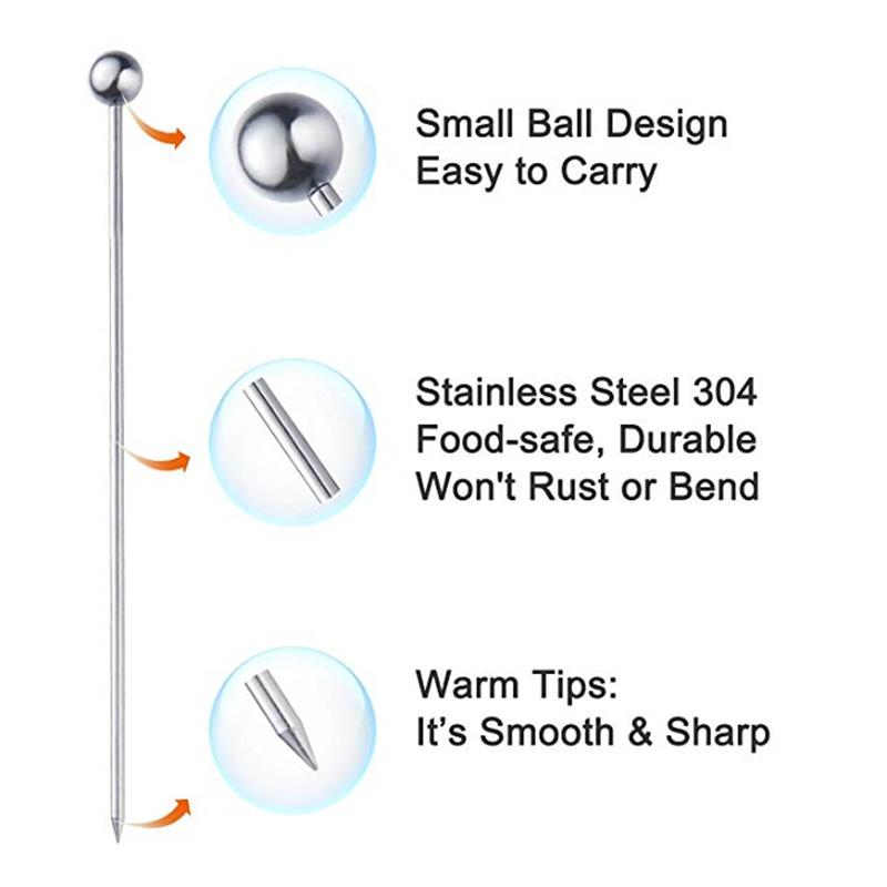 12Pcs Stainless Steel Cocktail Picks Fruit Sticks,Toothpicks for Party Bar Tools Drink Stirring Sticks Martini Picks Party