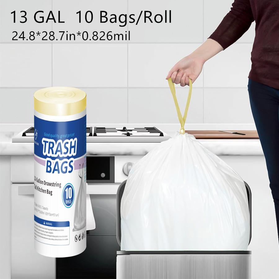 Extra Large Thickened Drawstring Garbage Bags, Tear-Resistant Portable for Home Kitchen Dorm, Heavy-Duty Household Trash Bags RQSL-BH-2519-51