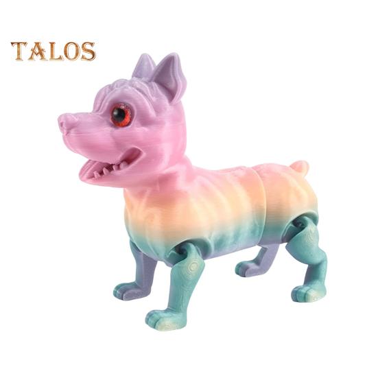 

3D-печатная фигурка собаки с подвижными суставами, имитация питбуля, шарнирная модель животного, игрушка для домашнего офиса, книжной полки, украшения рабочего стола, орнамент разноцветный