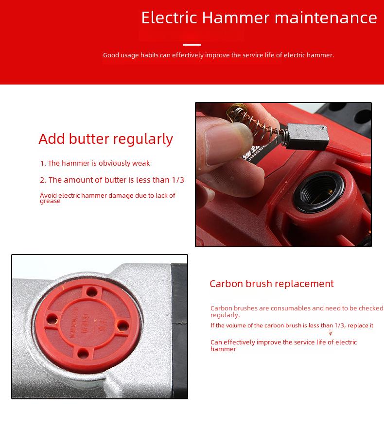 All-Copper Multi-Function Electric Hammer & Drill: Dual-Purpose Tool for Concrete, Home & Industrial Use.