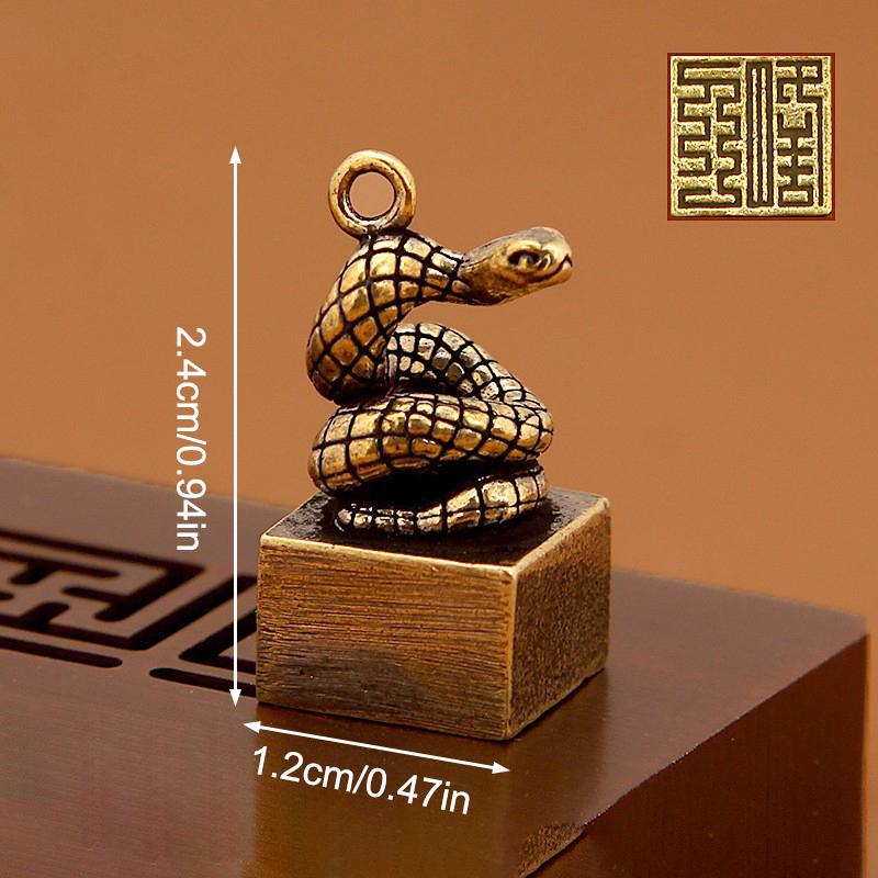 Chinese Brass Zodiac Vintage Seal Key Chain Pendant Backpack Pendant Craft Souvenir Gift