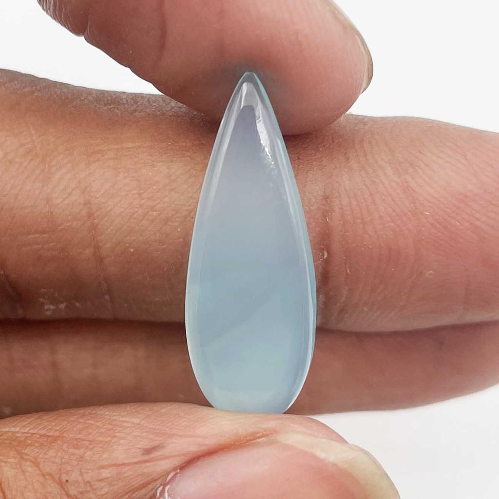 Natural Aqua Chalcedony Pear Cabochon Loose Gemstone Lot 2 Pcs 9*24 MM 12 CT For Jewelry Making