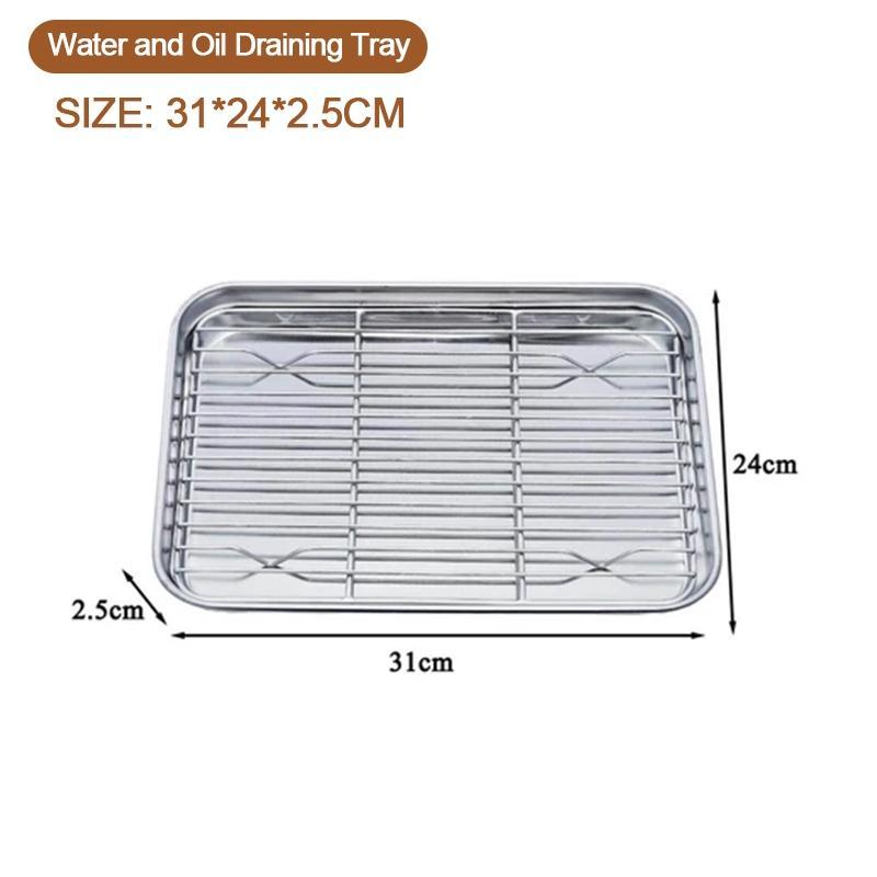 Stainless Steel Baking Tray With Removable Cooling Rack Set Non-Stickbbq Pan Tray Plate Oven Rack Cooking Roasting Dish
