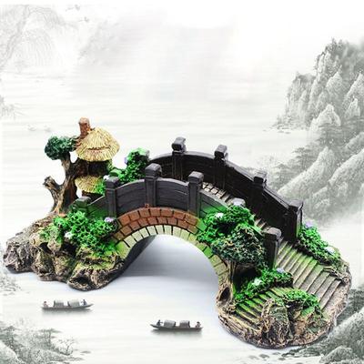 Aquarium Tank Decoratie Brug Ornament Paviljoen Creatieve Ambachten Boom Beeldje Landschapsinrichting