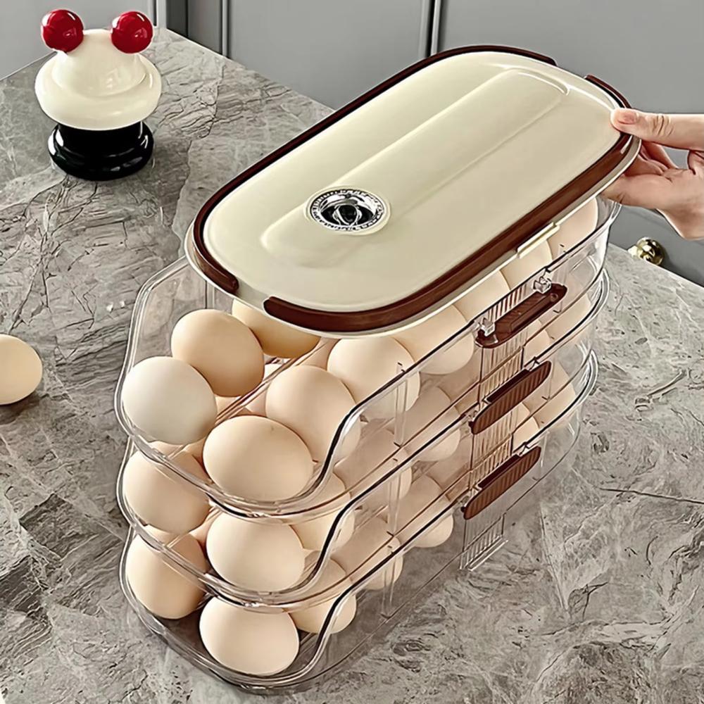 Transparent Stackable Refrigerator Storage Multi-layer Refrigerator Automatic Rolling Egg Tray Automatic Egg Storage Box