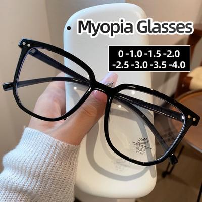 Vintage Square Minus Sight Glasses for Women Trendy Anti-blue Light Computer Eyewear Unisex Near Sight Female Eyeglasse-1.0 -1.5