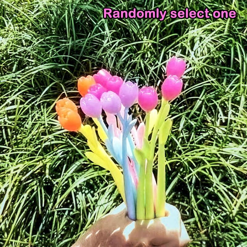 1Pcs/Lote Bolígrafos de Gel de Flores Decoloradas Rosa Tulipán 0.5Mm Tinta de Gel Negra Escritura Bolígrafo Neutro Papelería para Estudiantes Regalo de San Valentín