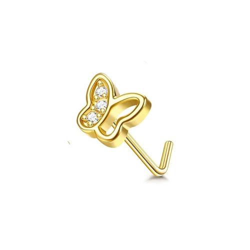 Bobisty 20G Surgical Steel Nose Studs L Shaped Opal CZ Heart Butterfly Elegant Piercing Jewelry for Women