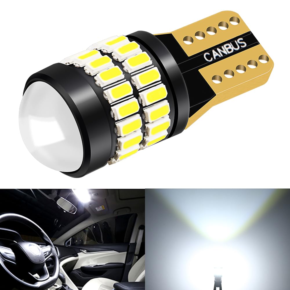 Zwei T10 LED Weiße Glühbirnen mit 36 LEDs und 1 LED Kompatibel mit einem weiten Spannungsbereich von 12V bis 48V Geeignet für Auto Ohne toten Winkel W5W Eingebaut