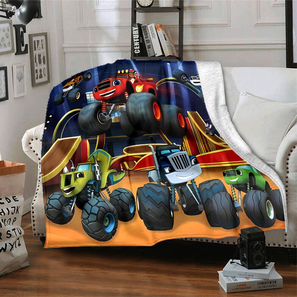 1pc Blaze and the Monster Machines Blanket, Gift, for Men and Women, Soft Blanket, Good for Sofa Bed Couch Travel, Lightweight Flannel Blanket