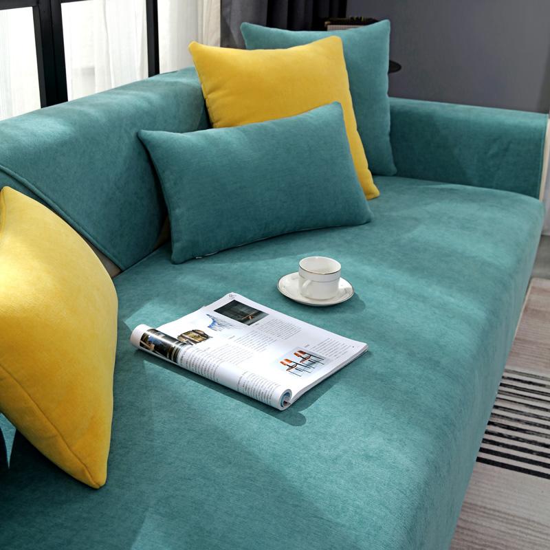 Ensfarget sofahåndkle for stue Chenille sofa Pute Sofatrekk Moderne Minimalistisk Hjørnesofatrekk Multi-størrelser
