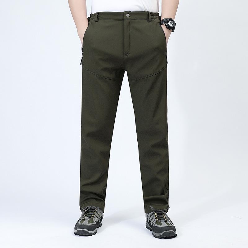 Men's Fleece-Lined Softshell Hiking Pants - Windproof, Warm, and Wear-Resistant for Outdoor Use