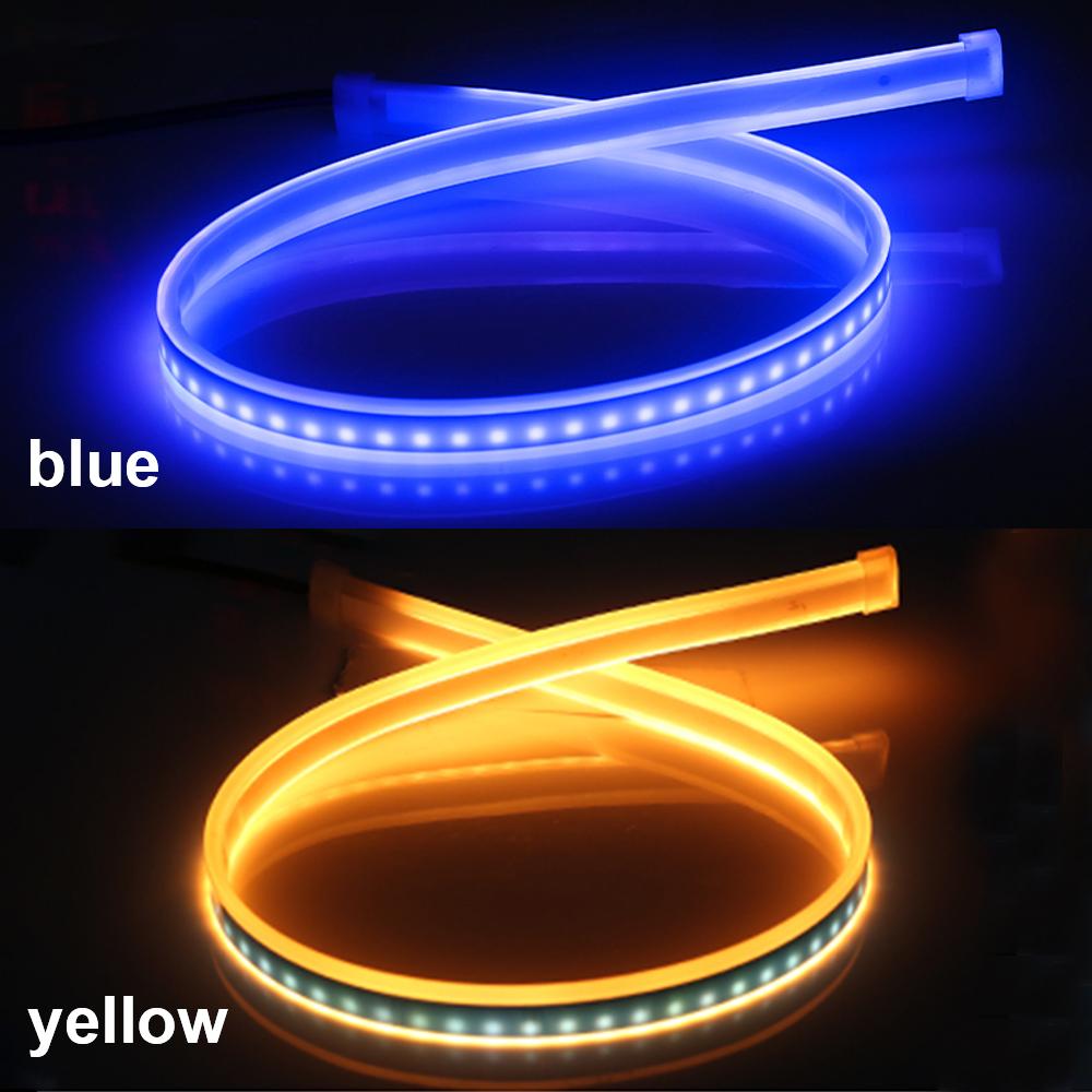 Wodoodporna elastyczna 1 para samochodów LED DRL stylizacja samochodu światło hamowania kierunkowskaz światło do jazdy dziennej przepływ