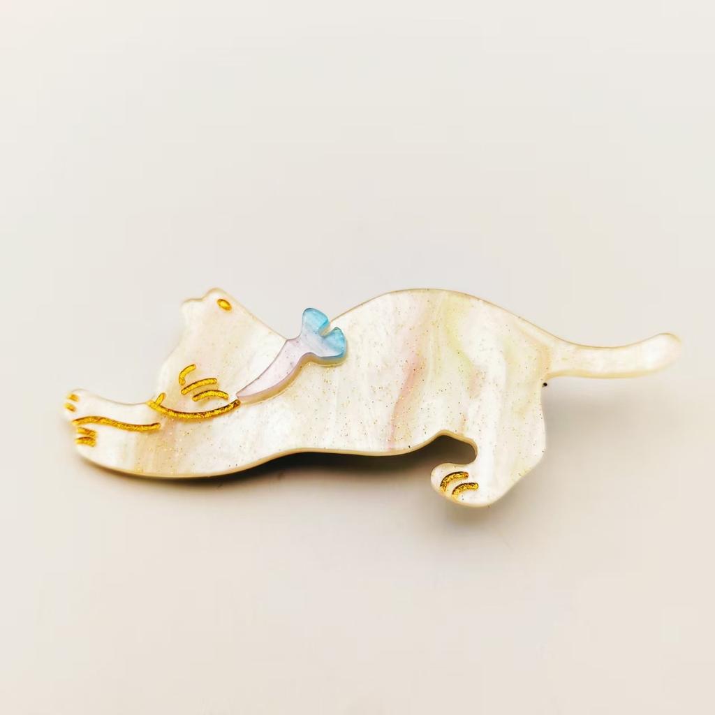 Dreamy Starry Sky Cat Hair Clips for Girls. Sparkling Star Design, Cute Cat Shape, High-end Vibe. Perfect for Back of Head.
