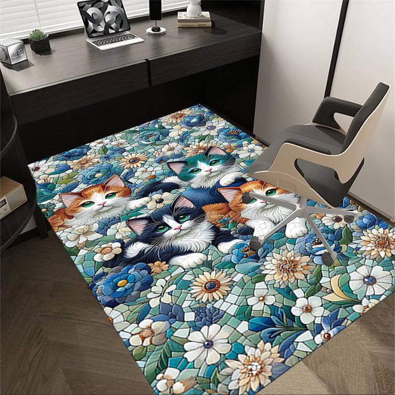 1PC cats mosaic Extra Large Non Slip Floor carpet, Office, family, bedroom, Studio Large Area Rug Indoor Rugs, Vibrant Colors