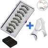 Two Pairs of Magnetic False Eyelashes with Curler - No Glue Needed, European & American Thick Style.