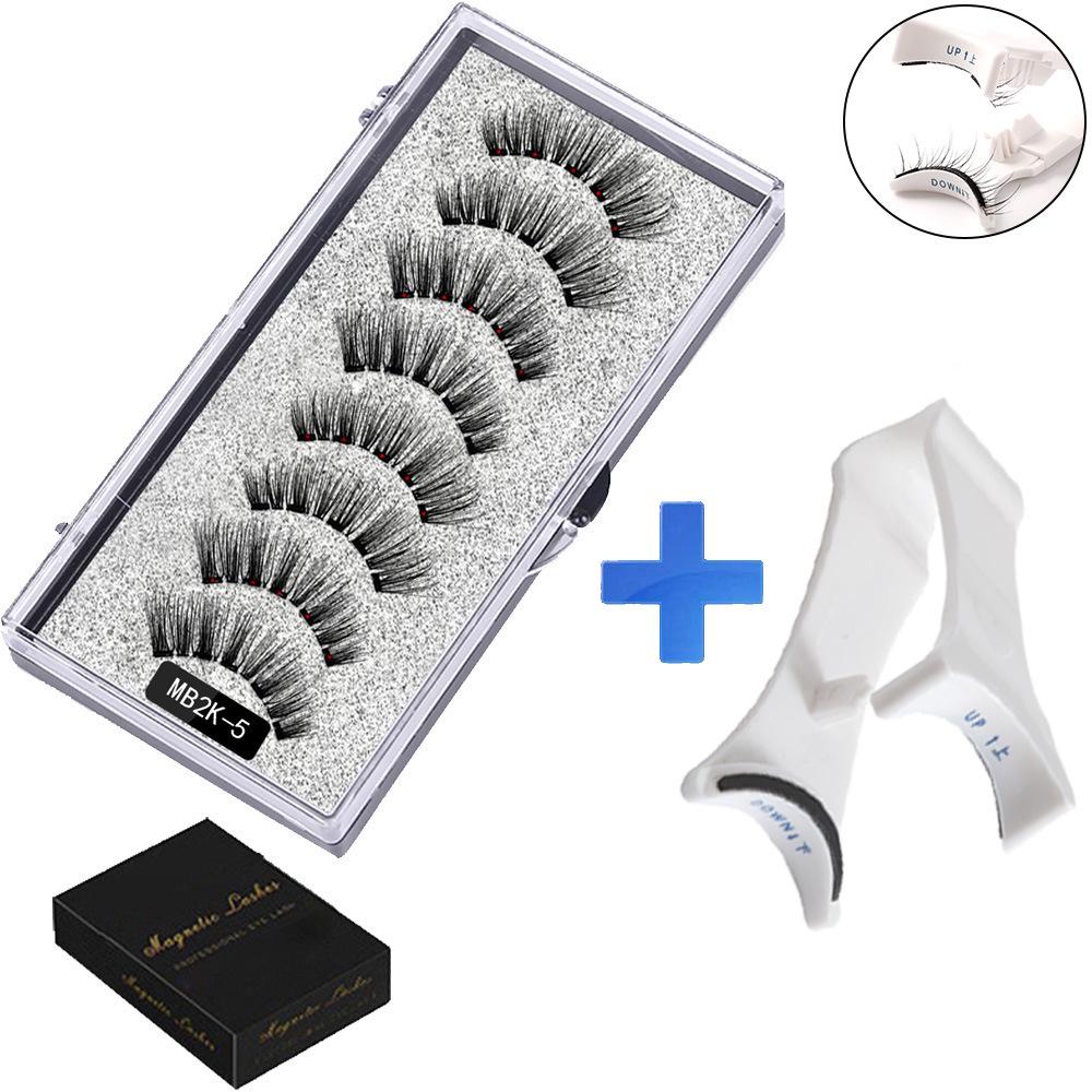 Two Pairs of Magnetic False Eyelashes with Curler - No Glue Needed, European & American Thick Style.