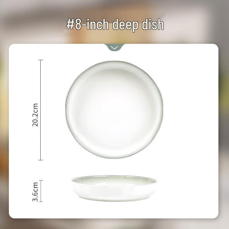Zebian Underglaze Ceramic Deep Plate - Misty Green Painting