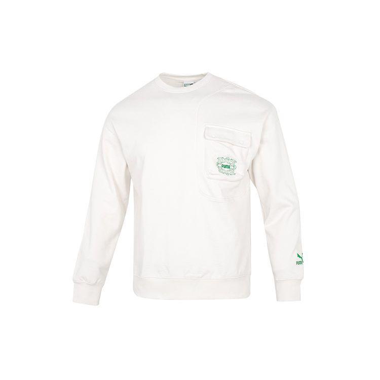 PUMA Winterized Simple Solid Color Sports Casual Pullover Sweatshirt Men tops White 539908-93