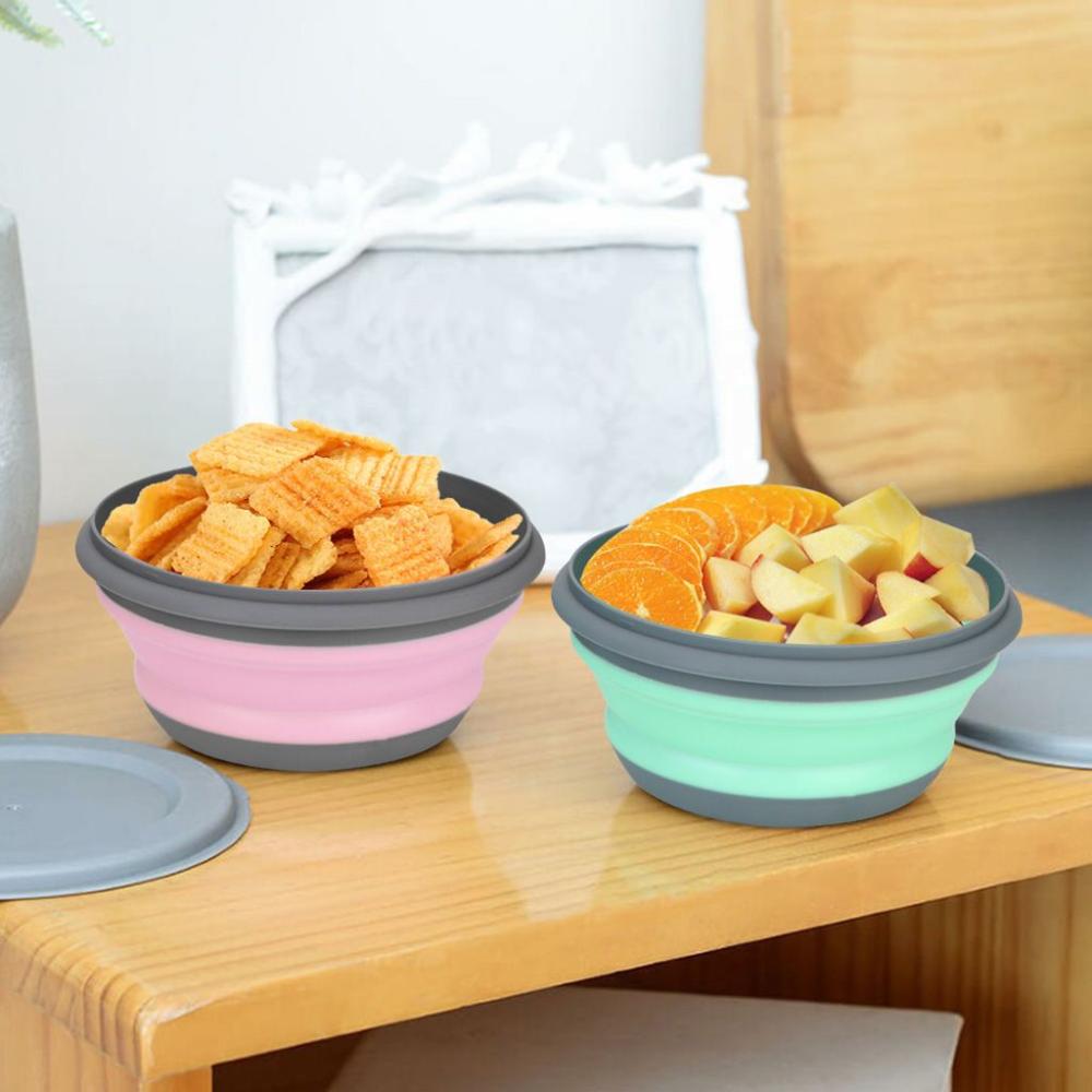 Camping With Lid Collapsible Bowl Sets Lunch Box Food Storage Container Folding Bowls Tableware