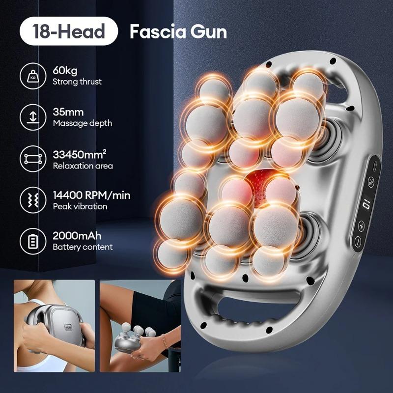 18-Head Fascia Gun High-Frequency Vibration Body Massage Gun Back and Waist Massager Neck Shoulder Massager Muscle masajeador