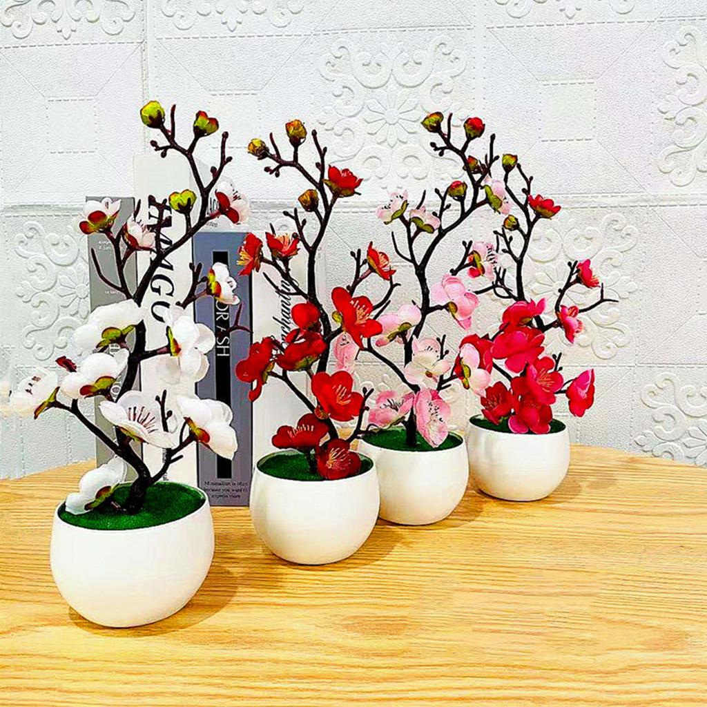 Small Simulation Flower Tree Faux Flower Plant in Pot Desk Simulation Plant Perfectly for Tabletop Office Decoration