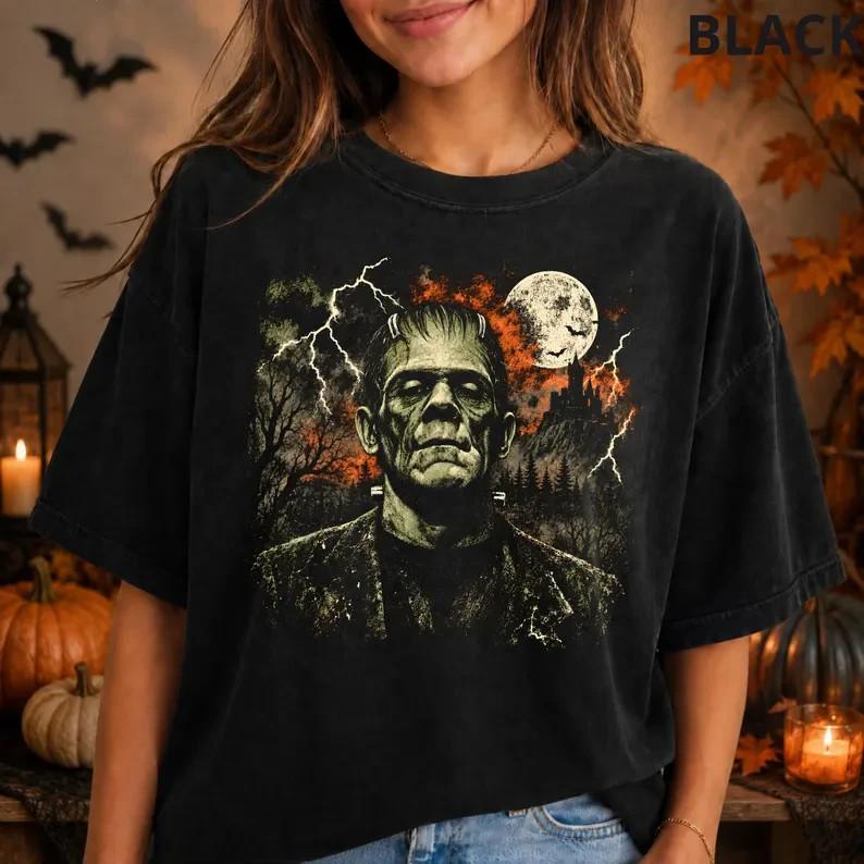 Frankenstein Monster Shirt, Vintage Horror Graphic Tee, Classic Gothic Halloween