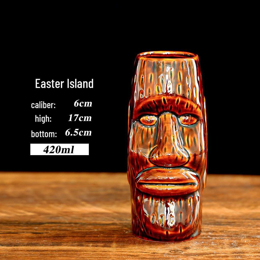 Hawaiian Tiki Zombie Skull Ceramic Cocktail Glass